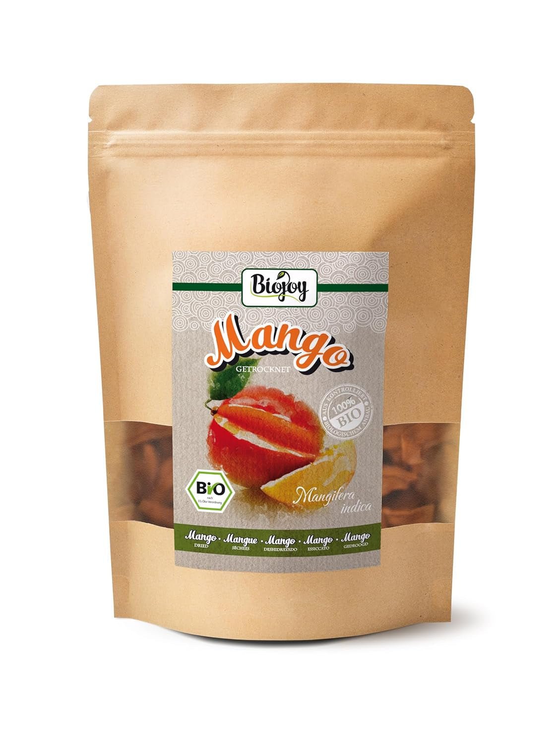 Biojoy BIO getrocknete Mango (1 kg), ungeschwefelt Naty Shop dehydrierte Produkte 500 G