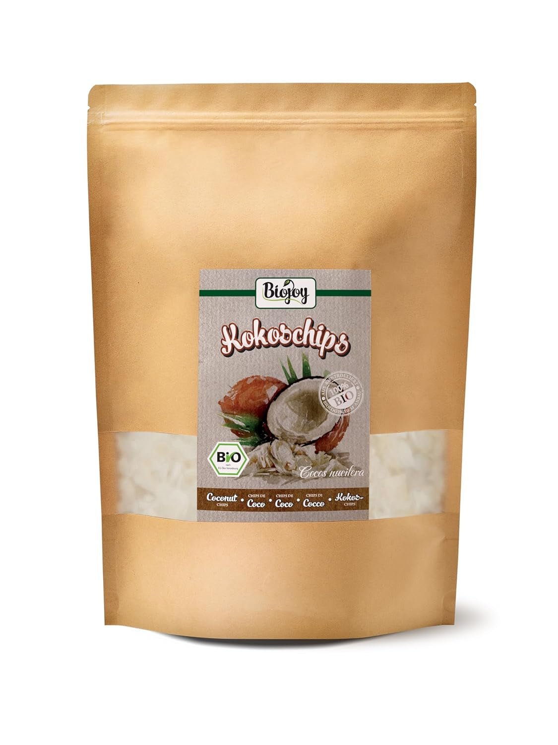 Biojoy getrocknete Bio-Kokoschips (1 kg), ungesüßt und ungefrittiert. Dehydrierte Produkte Naty Shop 500 g