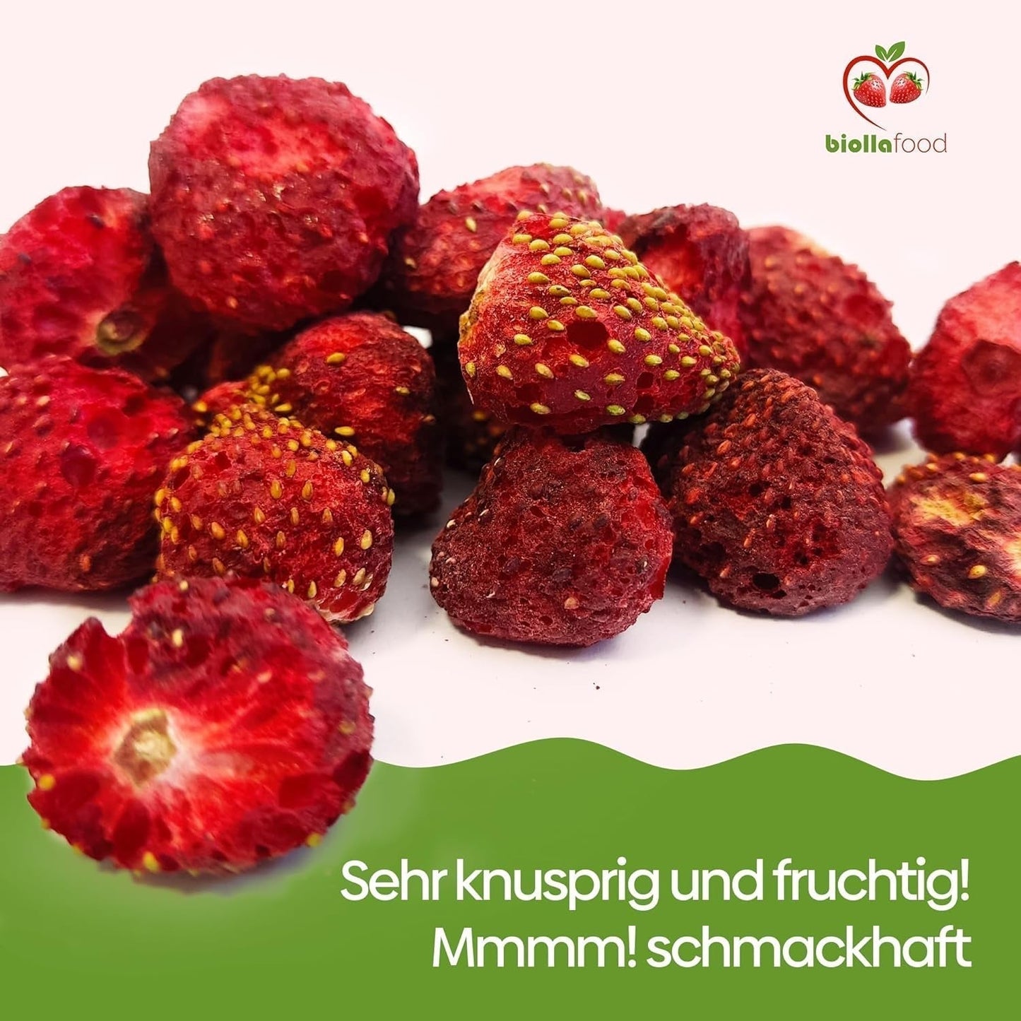Biolla Food ganze getrocknete Erdbeeren, 0,5 kg, 100 % natürlich. Gesunde Snacks für Kinder. Ideal für Smoothies, Hafermüsli, Tee und Porridge. Lange Haltbarkeit. VEGANE, GLUTENFREI, ROHNAHRUNG Naty Shop Dehydrierte Produkte