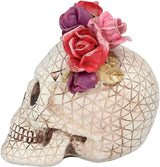 Boland 73089 – Totenkopf mit Rosen Dekoration, Totenkopf mit Blumenkranz, Tischdekoration für Halloween und Karneval, Dia de los Muertos Statuetten und Skulpturen Naty Shop