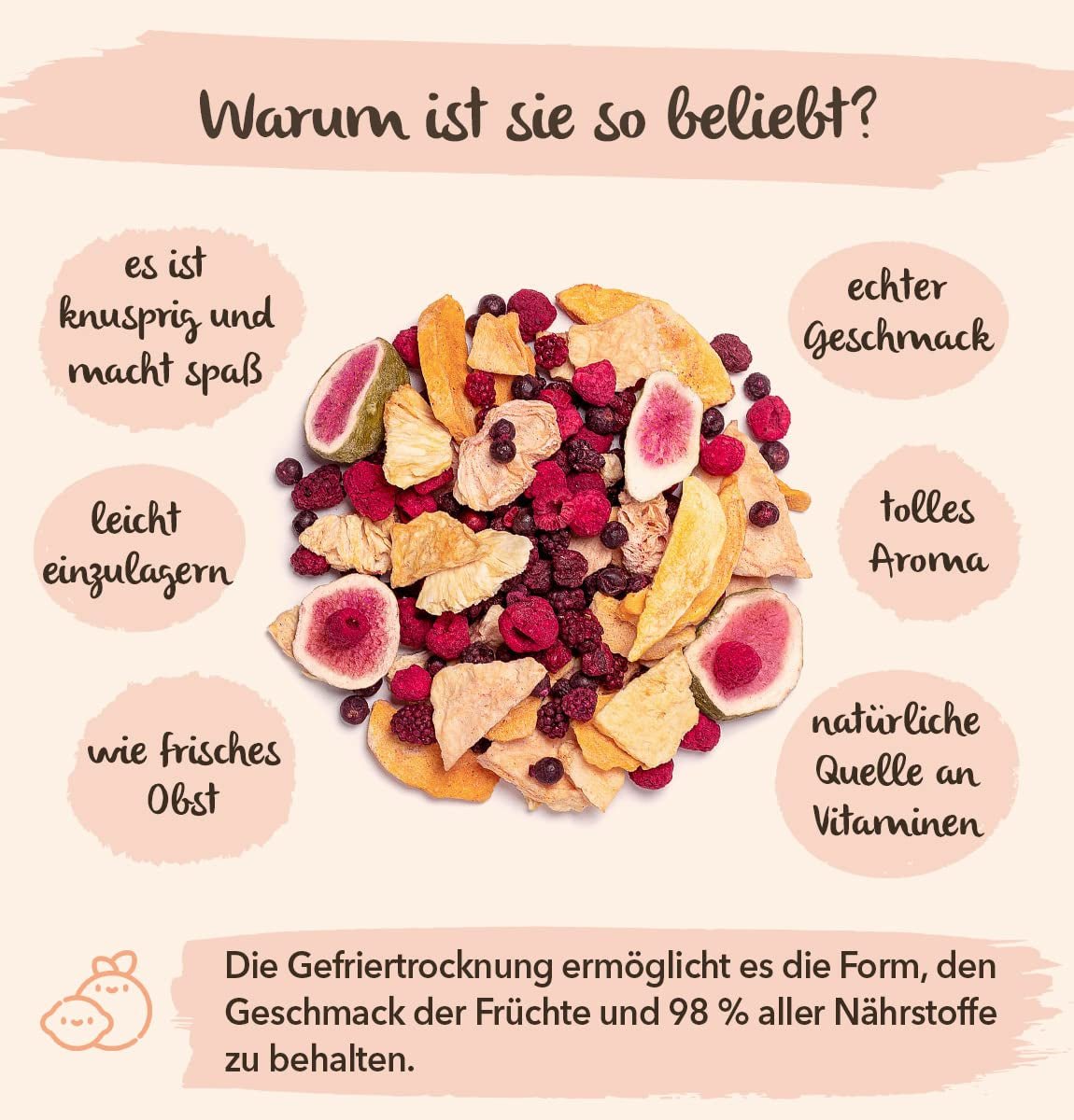 Brix Gefriergetrocknete Früchte Fantastic Four (80g) – Preislich guter Geschmack, leckerer und gesunder Snack, trocken knackig, reich an Vitaminen Naty Shop dehydrierte Produkte
