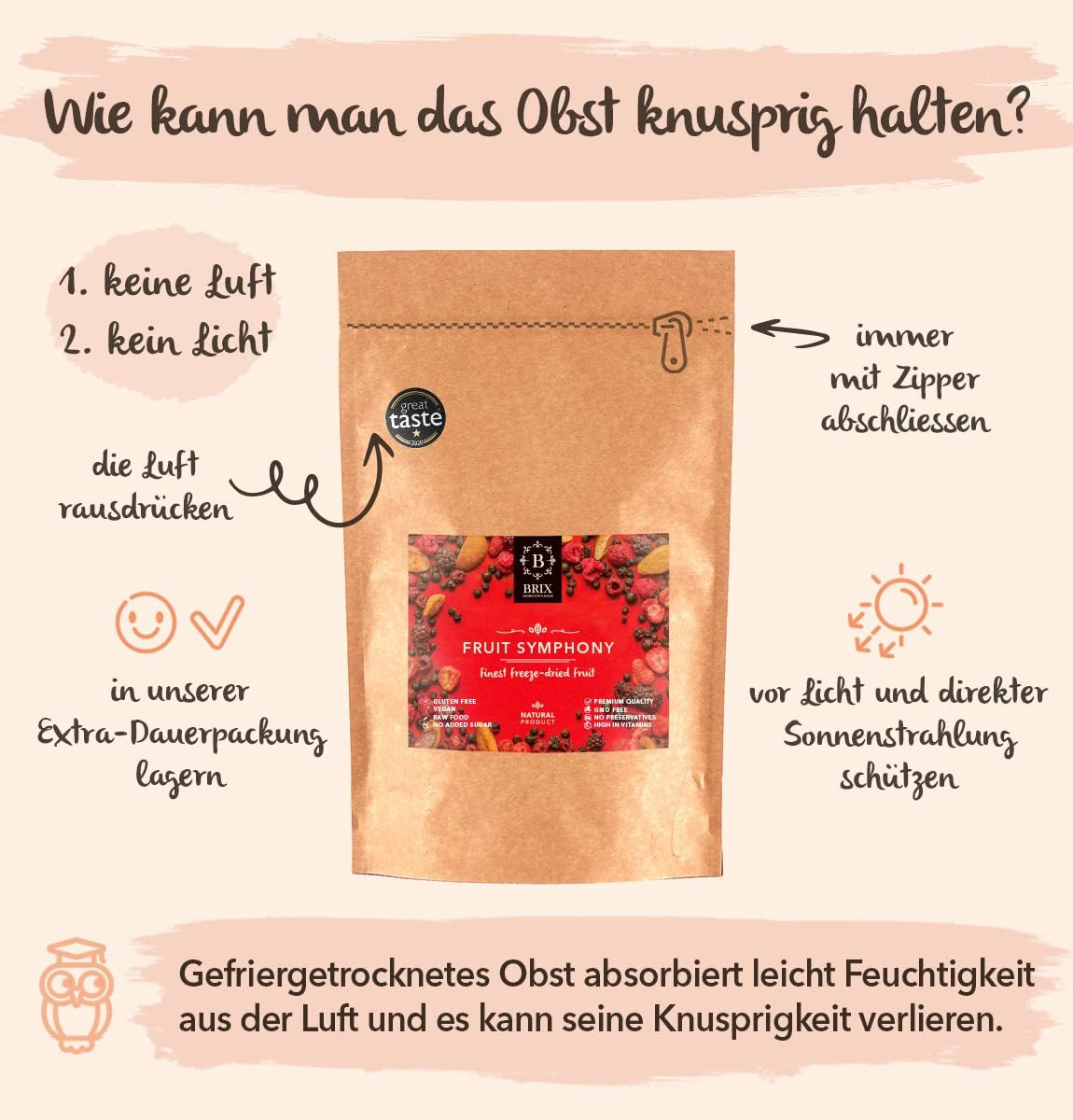 BRIX gefriergetrocknete Früchte | Natürliche Mischung aus Trockenfrüchten 115g | Great Taste Award für Trockenfrüchte | GVO-frei, glutenfrei, vegan, ohne Vitamine. Naty Shop dehydrierte Produkte