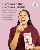 BUAH® Gefriergetrocknete Fruchtmischung | Kirschen, Erdbeeren, rote und schwarze Johannisbeeren gefriergetrocknet ohne Zuckerzusatz | 100 % Frucht | vegane, glutenfreie, laktosefreie (128g) dehydrierte Produkte von Naty Shop