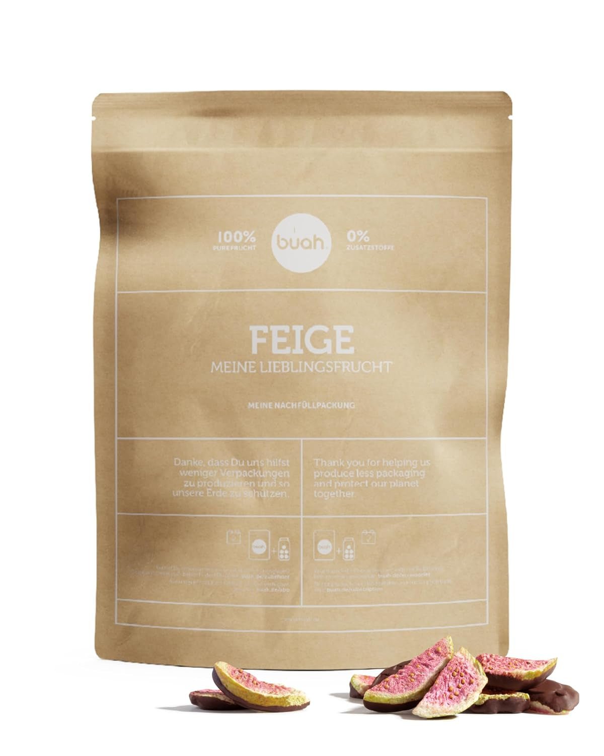 BUAH® Gefriergetrocknete Feigen | Feigenchips Als Snack, für Müsli und Desserts | Idealer Ersatz für Süßigkeiten | Vegan und ohne Zuckerzusatz | 220 g Naty Shop dehydrierte Produkte 410 g