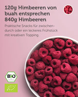BUAH® Bio gefriergetrocknete Himbeere | Himbeerchips als Snack, für Müsli und Desserts | idealer Ersatz für Süßigkeiten | vegan und ohne Zuckerzusatz | 120g dehydrierte Produkte von Naty Shop