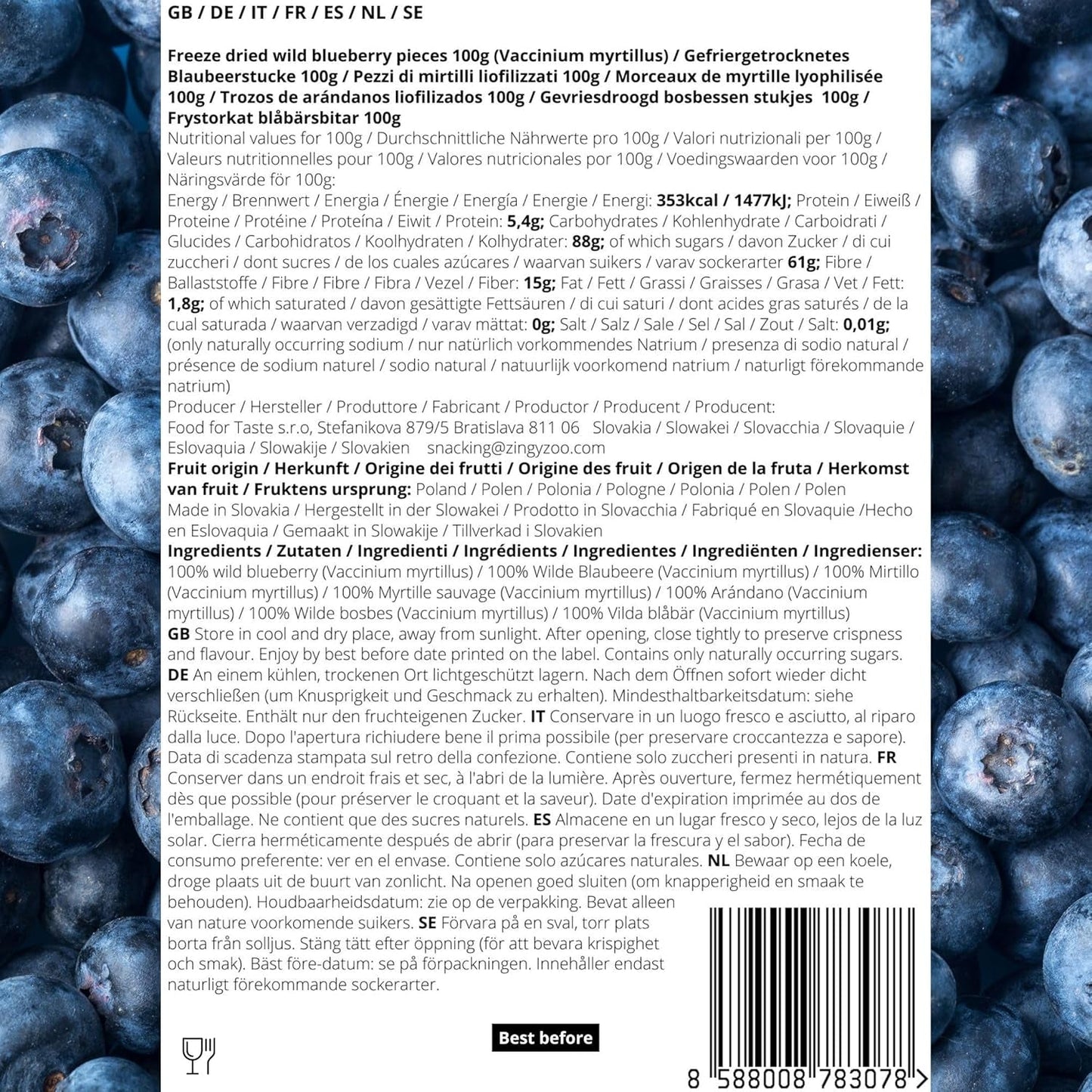Getrocknete Cranberry-Stücke | 100 % gefriergetrocknete wilde Blaubeeren von Vaccinium Myrtillus | Wildblaubeerpulver, Blaubeerfruchtpulver, gefriergetrocknete, getrocknete, getrocknete Blaubeeren, dehydrierte Produkte, Naty Shop