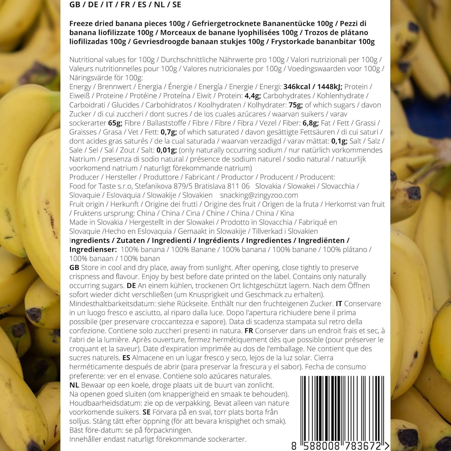 Gefriergetrocknete Bananenstücke | Getrocknete Bananen ohne Zucker | Gefriergetrocknete Bananen Bananen mit Trockenfrüchten | Frische gefriergetrocknete Bananen | Bananenstücke mit gefriergetrockneten Früchten Naty Shop dehydrierte Produkte