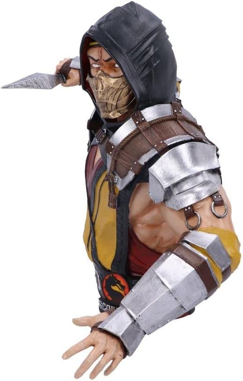 Offiziell lizenzierte Mortal Kombat Scorpion-Büste, gelb, 29,5 cm, Kunstharz-Statuetten und Skulpturen Naty Shop