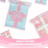 CutiePlusU Windeln für Erwachsene, trockene Oberfläche, maximale Saugfähigkeit über Nacht, Einweg-Inkontinenzwindel – Blau, 2er-Pack (Mittel 71–96 cm)