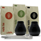 Mate-Tee-Set für zwei, Bio ● 2 Mate-Tassen + 2 Bombillas + 300 g Mate-Tee + Zubereitungsanleitung