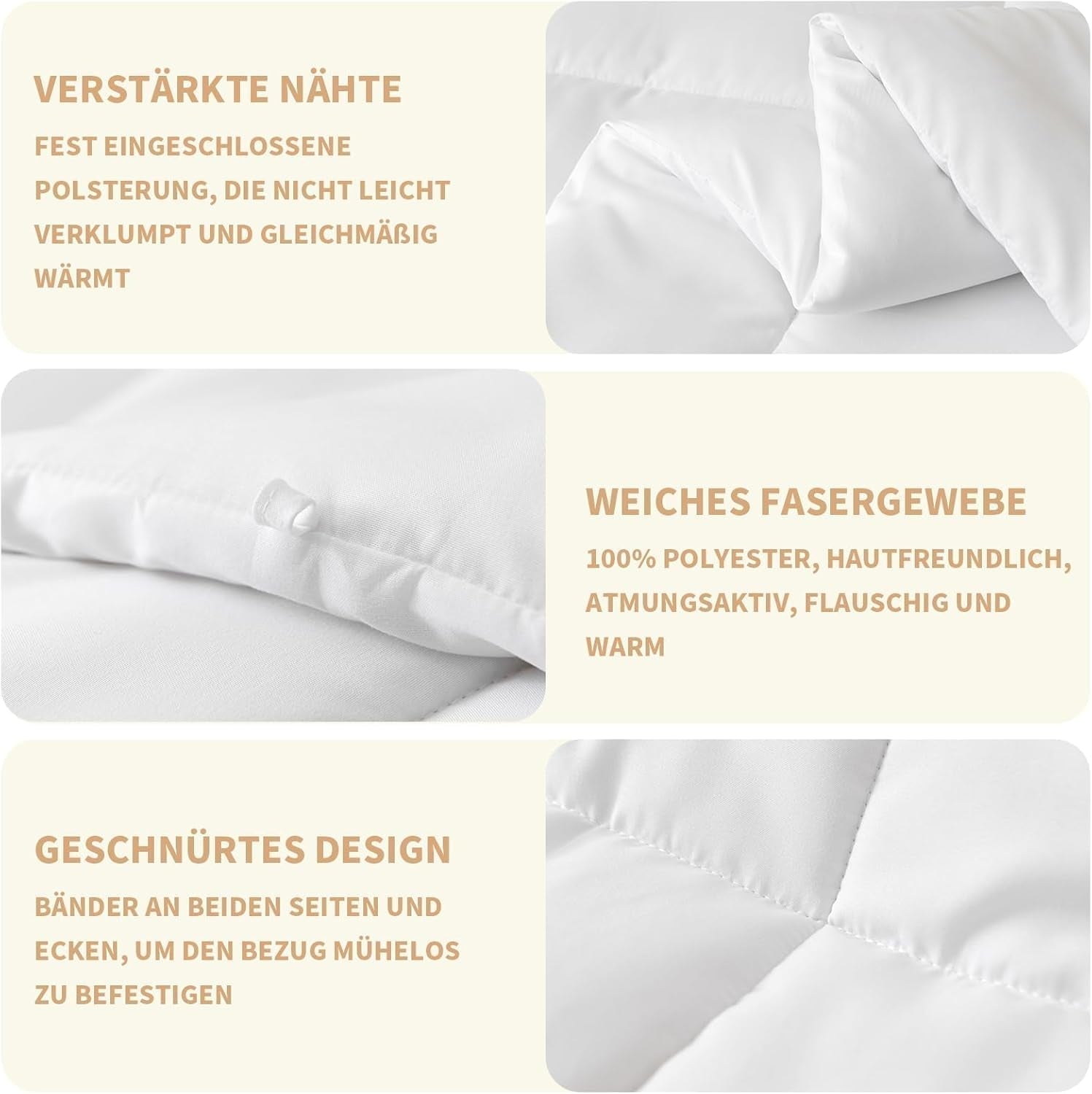 Good Nite Quilt Ganzjahresdecke 155 x 220 cm, 4-Jahreszeiten-Steppdecke, Mikrofaser-Steppdecke, Vier-Jahreszeiten-Steppdecke, Weiß (155 x 220 cm), Steppdecken und Steppdecken Naty Shop