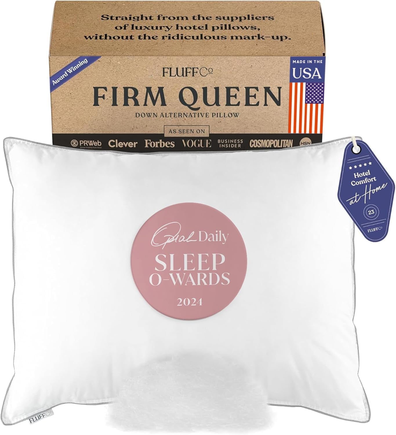 Fluffco Daunen-Alternativkissen Standardkissen zum Schlafen Queen-Kissen Bettkissen Seitenschläferkissen Kühlkissen Hotelkissen Nackenkissen Reisekissen (Standard fest) Standardkissen Naty Shop Standardtitel