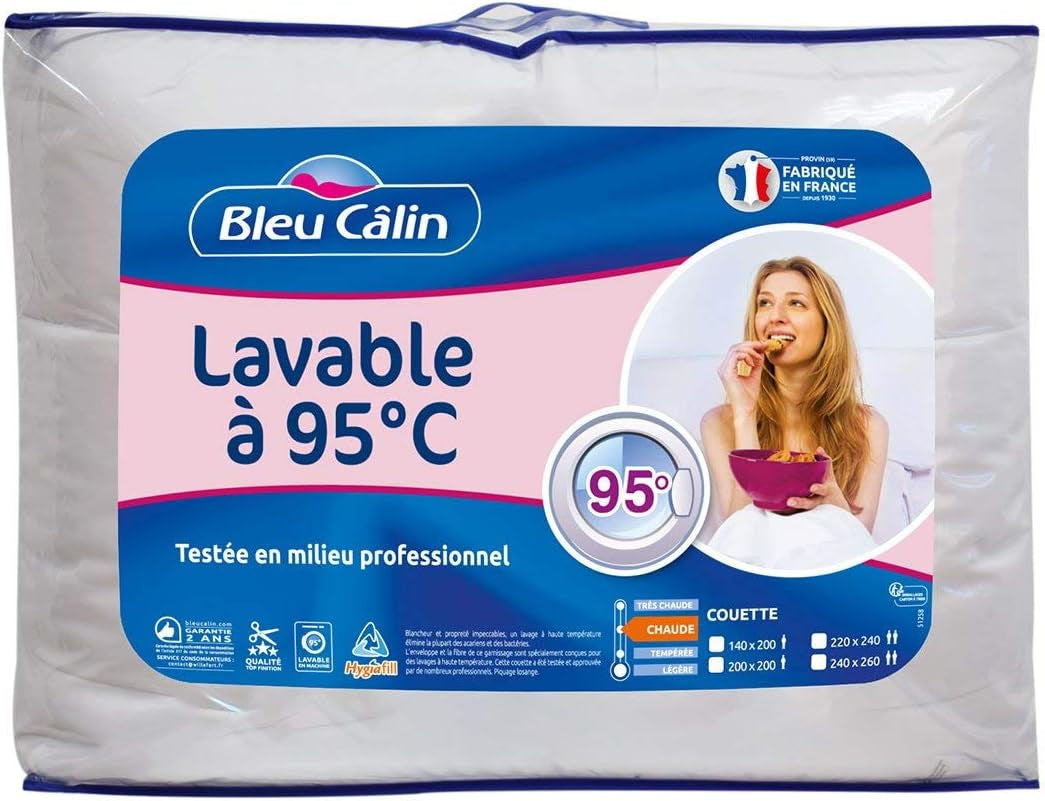 Warme Steppdecke für 1 Person, Hygiafill 95° waschbar, professionell getestet, weiß, 140X200Cm, KBOB40 Steppdecken und Steppdecken Naty Shop