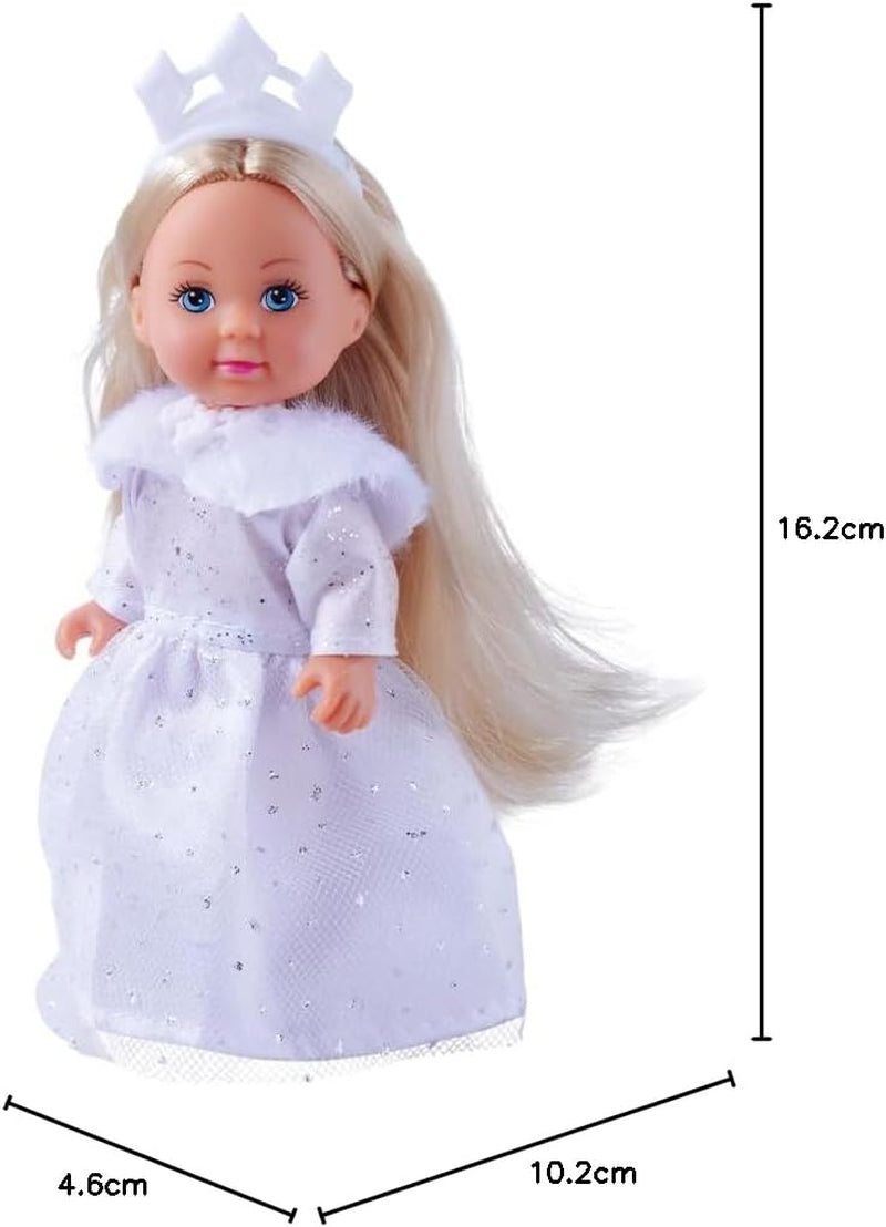 Simba Evi Princess of Love's Dreams, Spielpuppe in einem verträumten Winterkleid mit Fellbesatz und Glitzerelementen, 12 cm, ab 3 Jahren