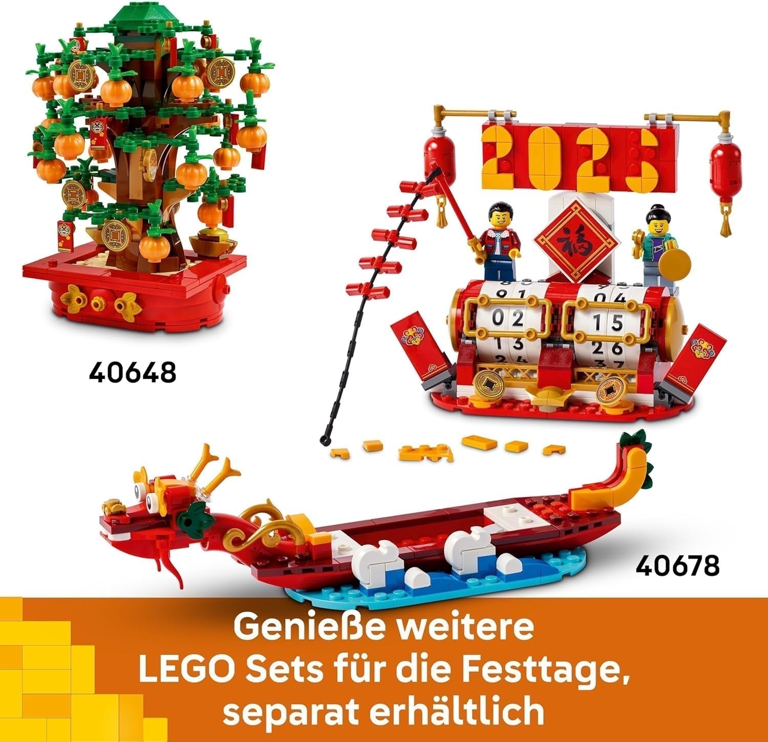LEGO Glöckner Kastanie, Bauset für 9-Jährige, Mondneujahrsgeschenk für Jungen und Mädchen, Rollenspielset, Festdekoration, Heimdekoration, Tischdekoration 40648 Bausets Besuchen Sie den LEGO-Store