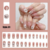 Künstliche Nägel, natürlicher Glitzer, kurzes Aufdrücken, selbstklebende Glitzernägel aus Acryl für Frauen und Mädchen, Nagelkunst-Zubehör, 48 Stück