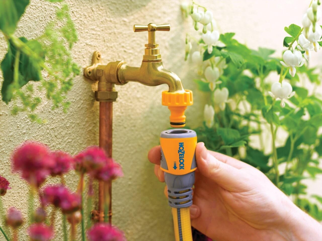 HOZELOCK - 2 Schlauchkupplungen Plus Ø 12,5 mm - 15 mm (1/2"- 5/8") Soft Touch: Wasserdichte, rutschfeste, flexible und verlängerte Schlauchverbindung, die ein Verdrehen und Tropfen verhindert [2050P0025]
