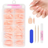 240-teiliges Set mit künstlichen Nagelspitzen, French Press On False Nails, Press On French Nails, 12 Größen, Fake Nails mit Kleber für Damen und Herren (Nude White Medium Almond)