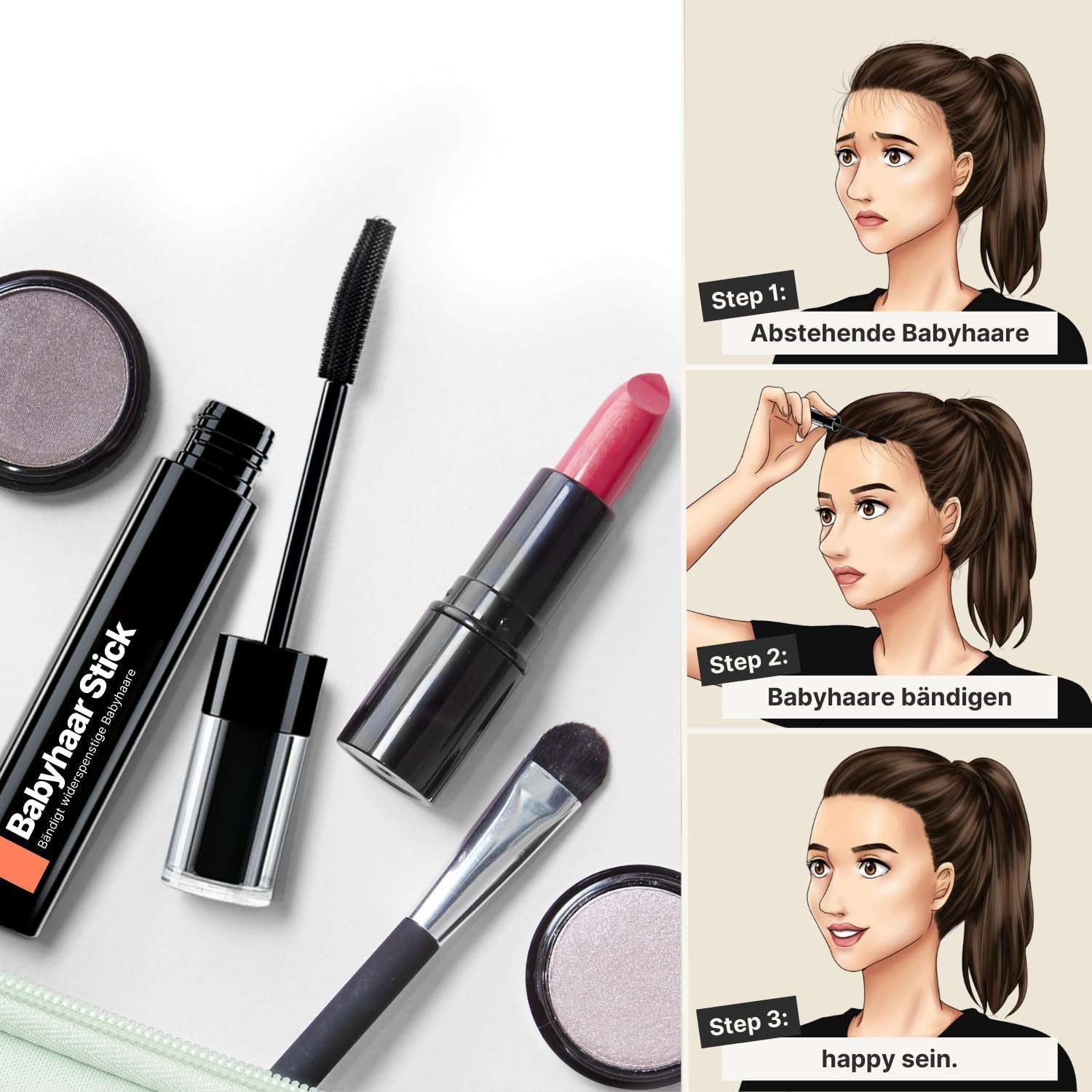 IMPERIO Hair Finishing Stick für Babyhaar – Premium-Mascara für Babyhaar, um feines und kaputtes Haar zu bändigen – 12 ml Transparente Haarfarbe Naty Shop