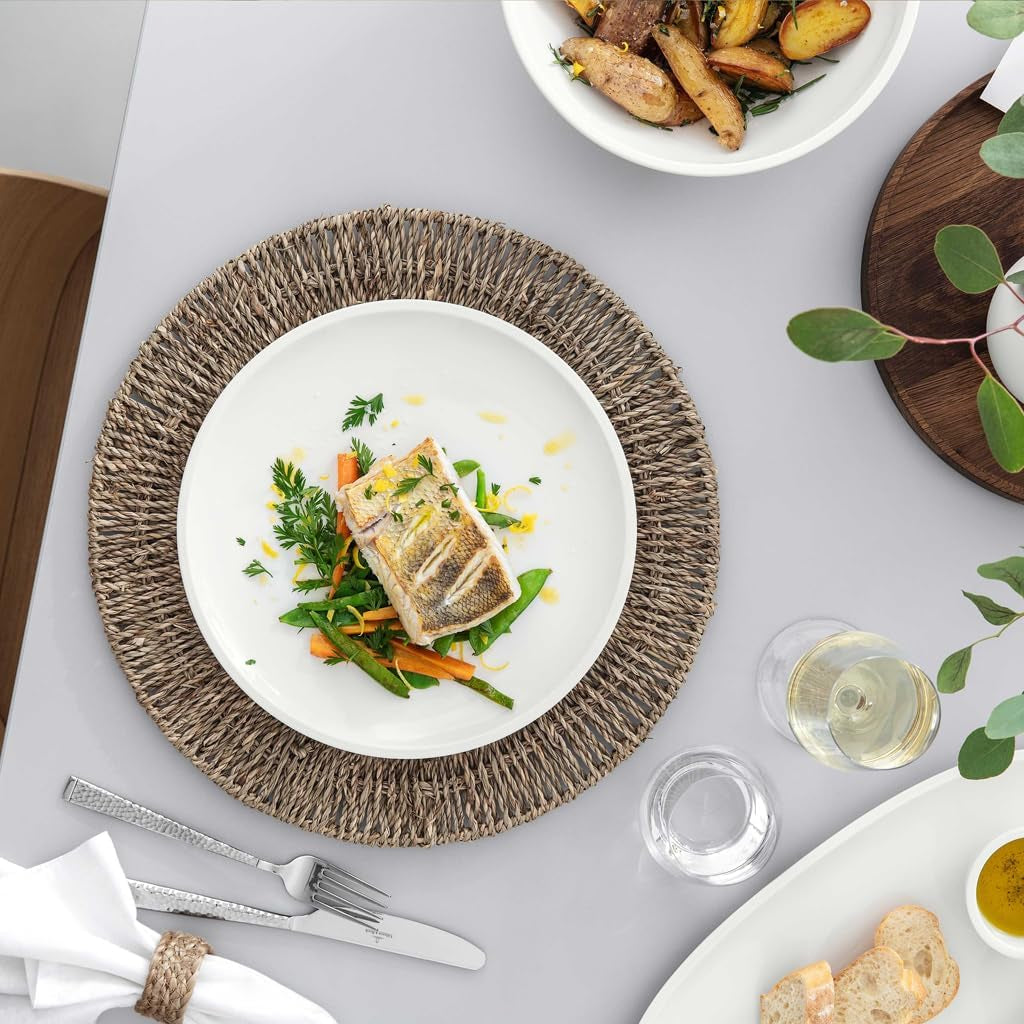 Villeroy & Boch - Artesano 6-teiliges Geschirrset für 2 Personen, weiß, spülmaschinenfest, mikrowellengeeignet, Besteckset, Tellerset, Speiseteller, Frühstücksteller, Speiseteller, Premium-Porzellan