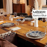 MÄSER 934017 Iberico Blue Tafelservice für 4 Personen, 12-teilig, maurischer Stil, verschiedene Vintage-Designs in Weiß und Blau, Keramik