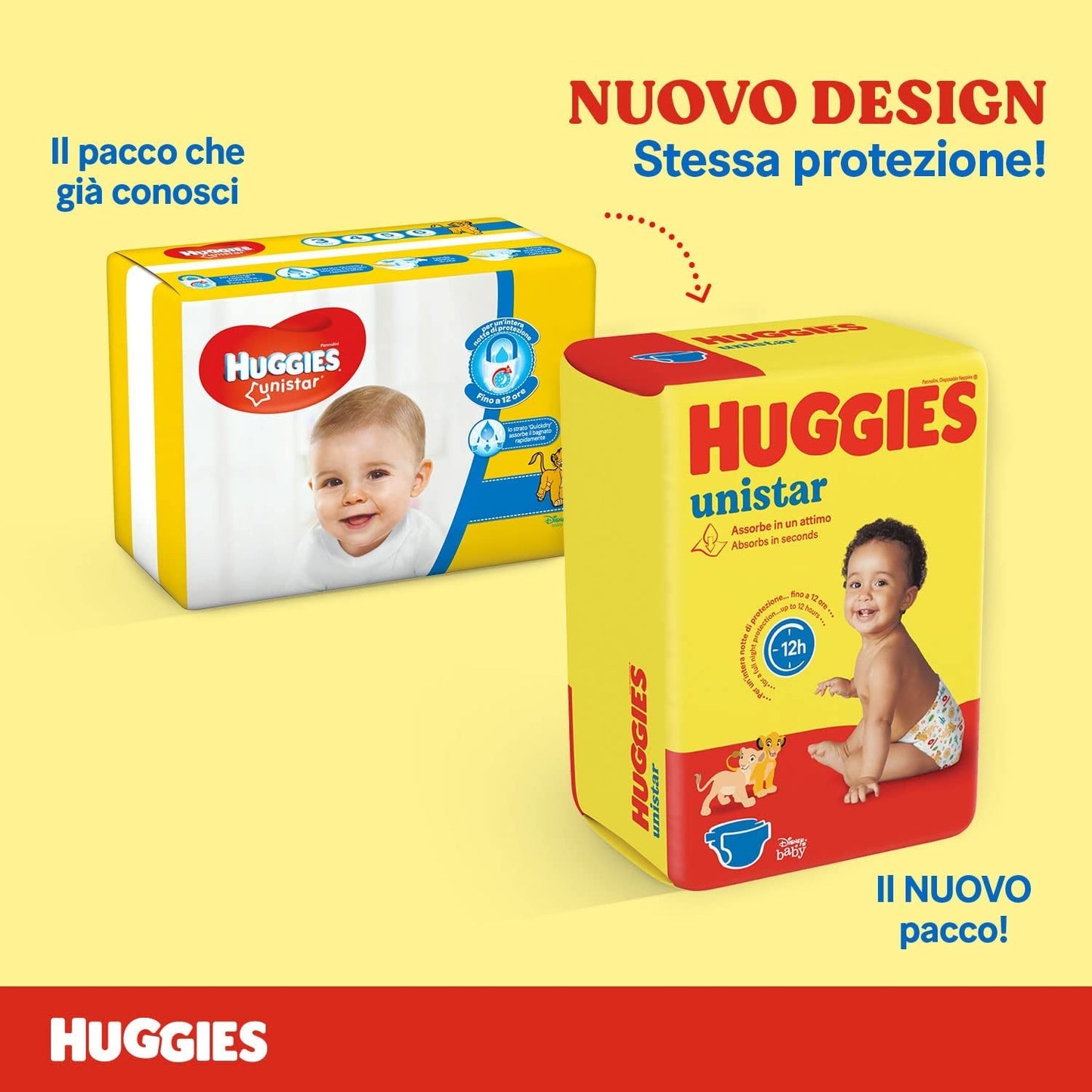Huggies Unistar Windeln, Größe 4 (7-14 kg), Packung mit 128 Windeln (Basic)