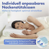 Maximex Visco-Nackenstützkissen, Atmungsaktives Stützkissen mit ergonomischer Schaumstofffüllung, Höhen- und höhenverstellbares Nackenstützkissen für einen erholsamen Schlaf, Mit Aloe Vera Naty Shop Standardkissen