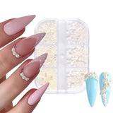 GZMAYUEN Nail Art Perlen Micro Caviar Für Nägel, 0.3-3Mm Goldene Silber Mini Caviar Strasssteine, Weiß Beige Mini Nägel Perlen Mikroperlen Dekor Für Nägel