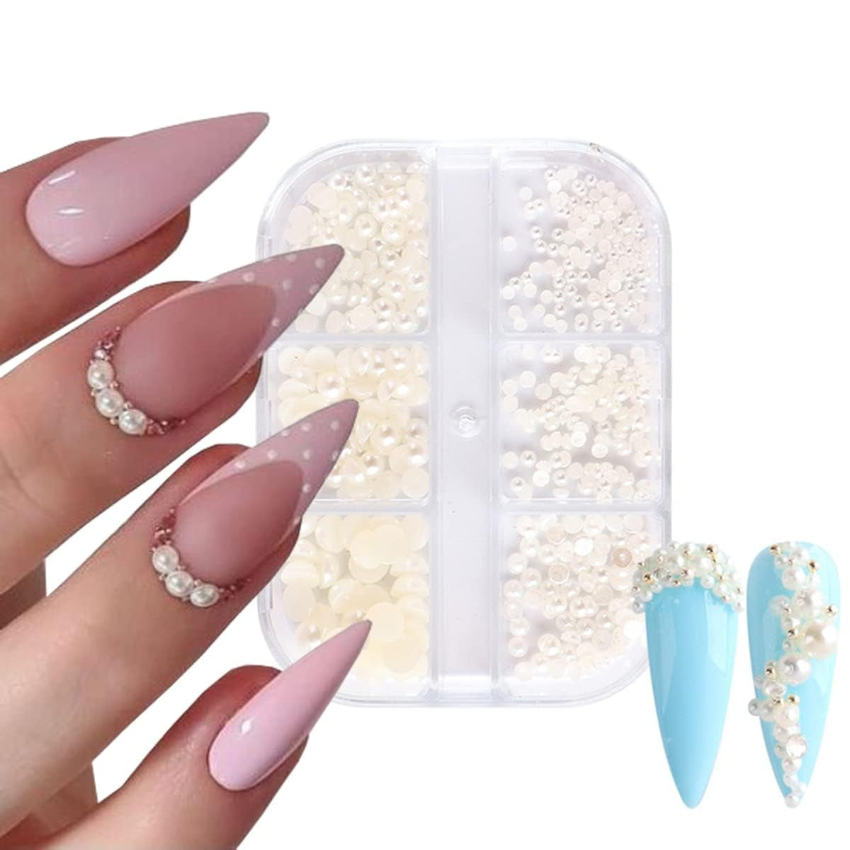 GZMAYUEN Nail Art Perlen Micro Caviar Für Nägel, 0.3-3Mm Goldene Silber Mini Caviar Strasssteine, Weiß Beige Mini Nägel Perlen Mikroperlen Dekor Für Nägel