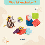 B. Toys Babyspielzeug-Set mit Zebra-Plüschtier, Beißring, Softbausteinen und Bällen – Motorikspielzeug-Geschenkset für Neugeborene ab 0 Monaten Babyspielzeug Naty Shop
