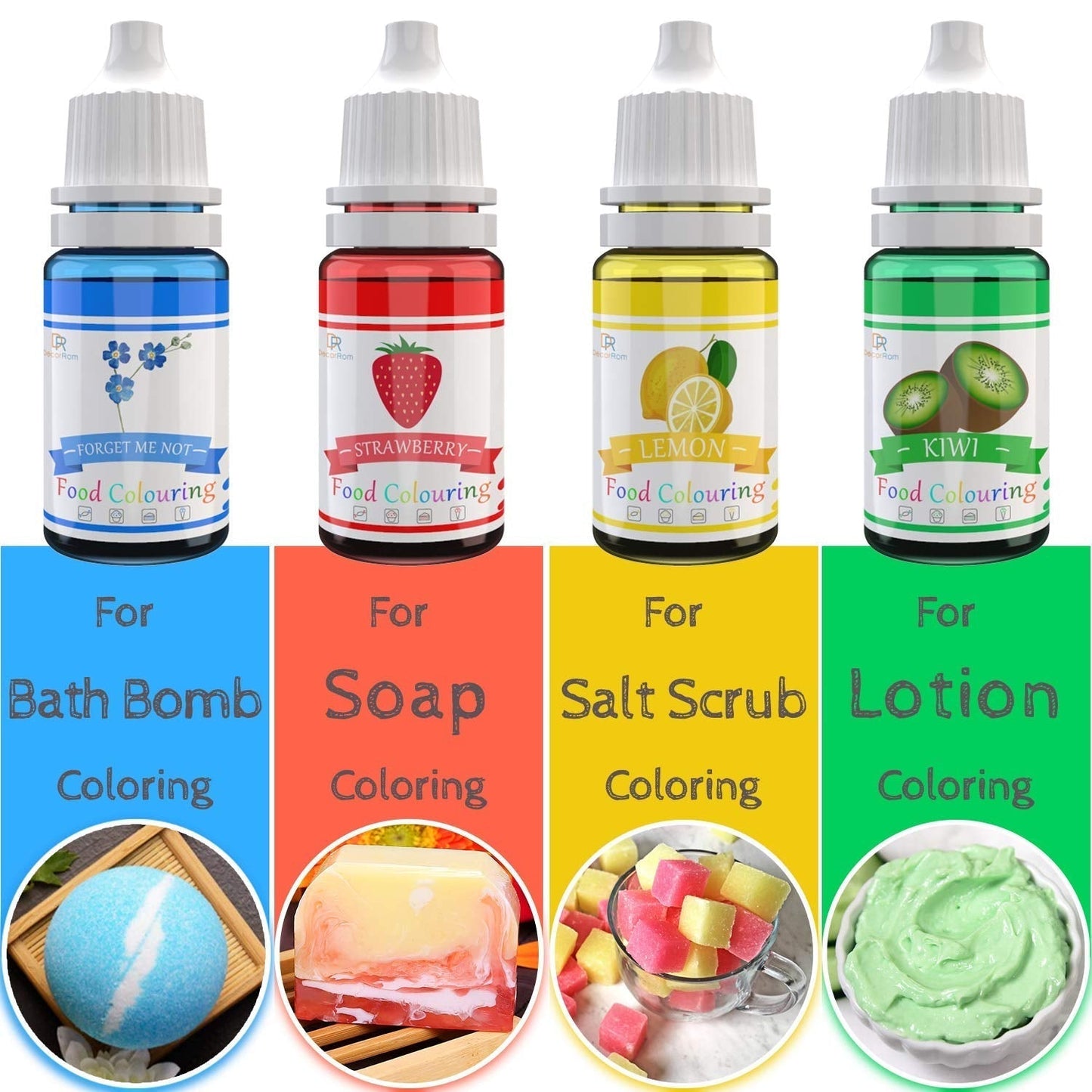 DecorRom, Set mit 10 flüssigen Lebensmittelfarben, 10 x 10 ml Naty Shop