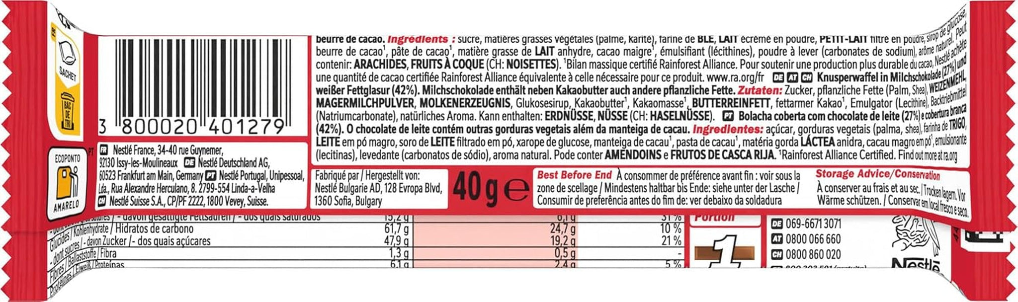 Nestlé Chunky Funky, knusprige Waffeln in Milchschokolade, 24er Packung (24 x 40g)