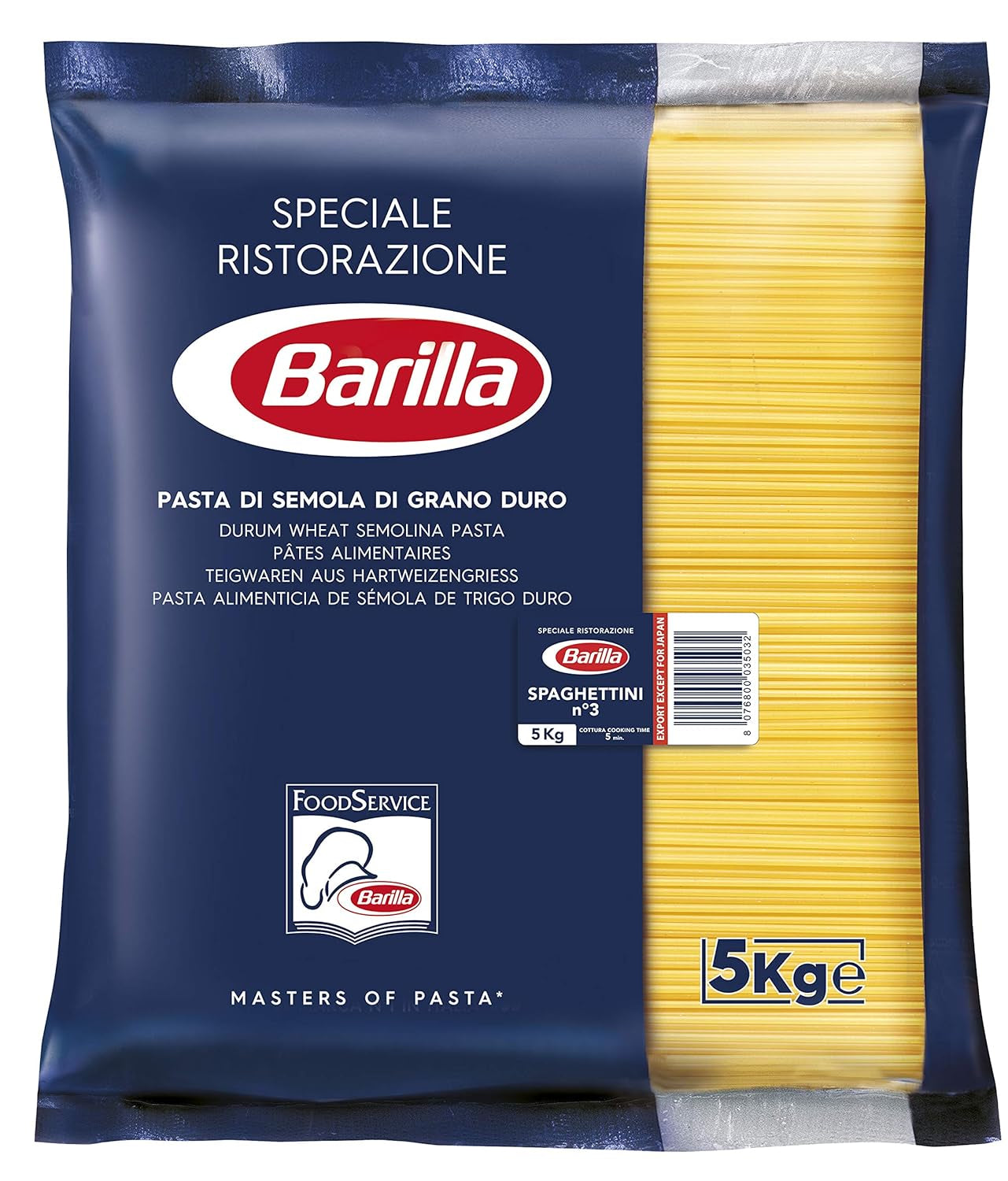 Barilla Pasta Klassische Spaghetti n.5 aus hochwertigen Hartweizen immer al dente, (1 x 500 g), geschmacksneutral