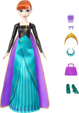Mattel Disney Die Eiskönigin Anna Modepuppen-Set, Spin & Reveal mit 11 Überraschungen, darunter 5 Zubehörteile, 5 Aufkleber und eine Spielszene, inspiriert vom Disney-Film HXD27 Naty Shop Dolls