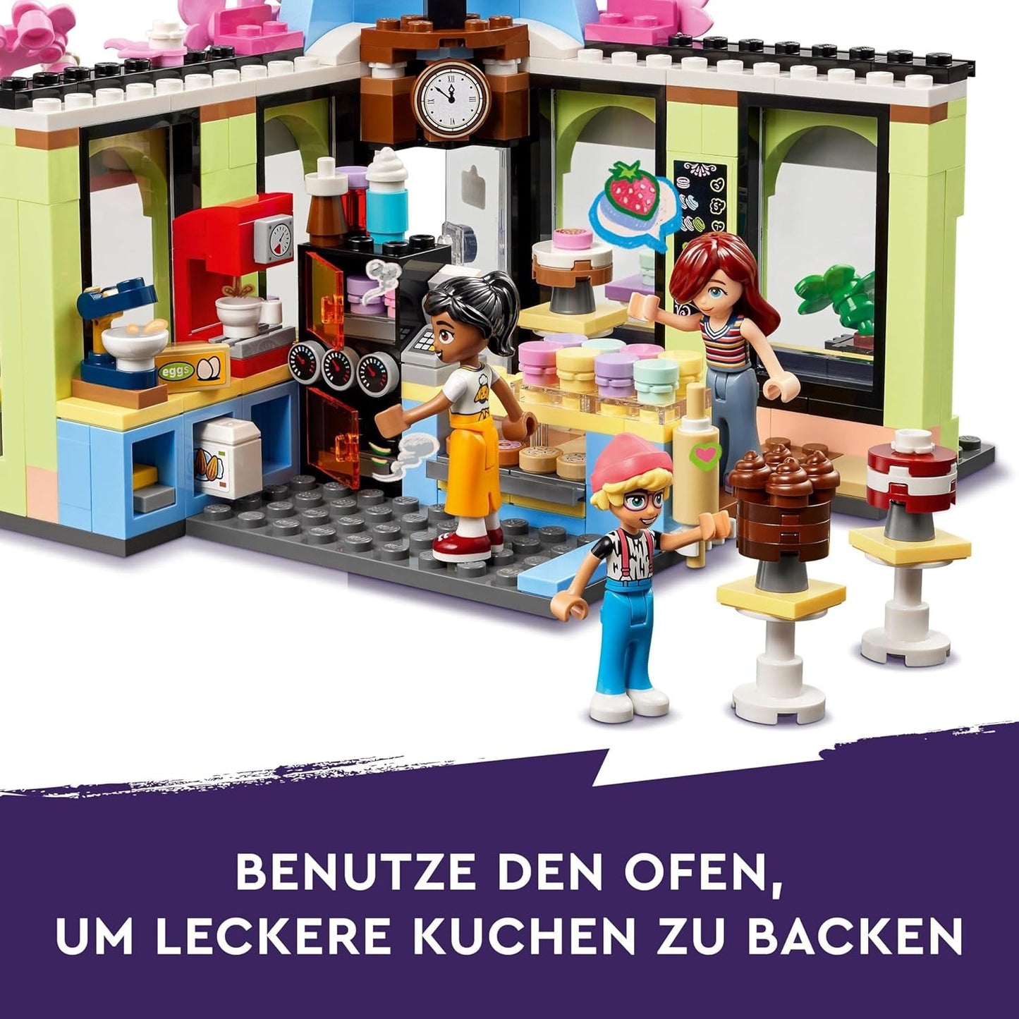 LEGO Friends Heartlake City Café, Kinderspielzeug, Spielzeugbäckerei, Geschenkidee für Mädchen und Jungen ab 6 Jahren, Set mit 3 Spielfiguren und Hundefigur 42618 Bausets Besuchen Sie den LEGO-Store
