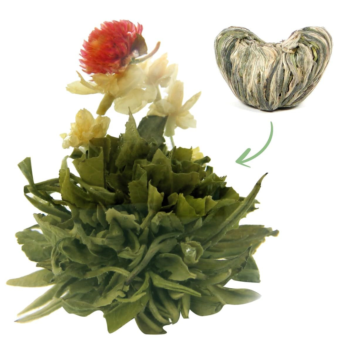 Teeblüten Goldbarren 1 Stück 6 g | Grüne Teeblätter | Jasminblüten | Europäische Schlingpflanze | Grüner Tee Tee mit Blumen | Grünteeblüten | Ideal für Teeliebhaber