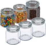 Relaxdays Vorratsdosen mit Deckel, 6er-Set, Glas, 1,3 l, achteckige Vorratsdosen, luftdichte Glasbehälter, transparente Frischhaltedosen, Naty Shop Standardtitel