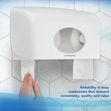 Scott® Essentialtm 8519 Toilettenpapier, 2-lagig, weiß, FSC-zertifiziertes Toilettenpapier aus recycelten Fasern, 64 Rollen x 350 Blatt (insgesamt 22.400 Blatt)