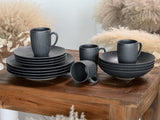 CreaTable, 20537, Vesuvio Black Series, 16-teiliges Geschirrset, Kombiservice aus Porzellan, spülmaschinen- und mikrowellengeeignet, hergestellt in Portugal