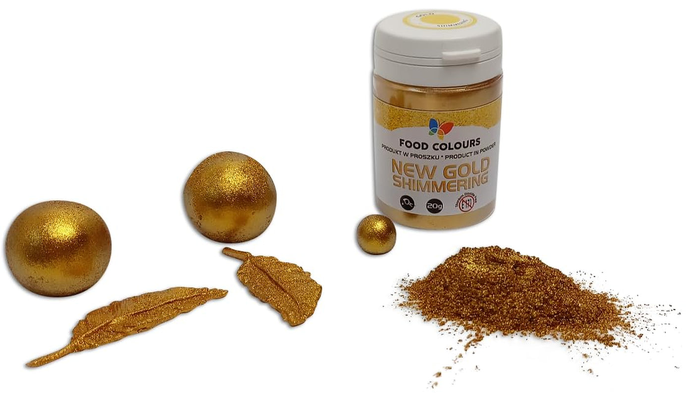 Essbarer Glitzer mit Metallic-Effekt, New Gold Shimmering, 20 Gramm Glitter Naty Shop