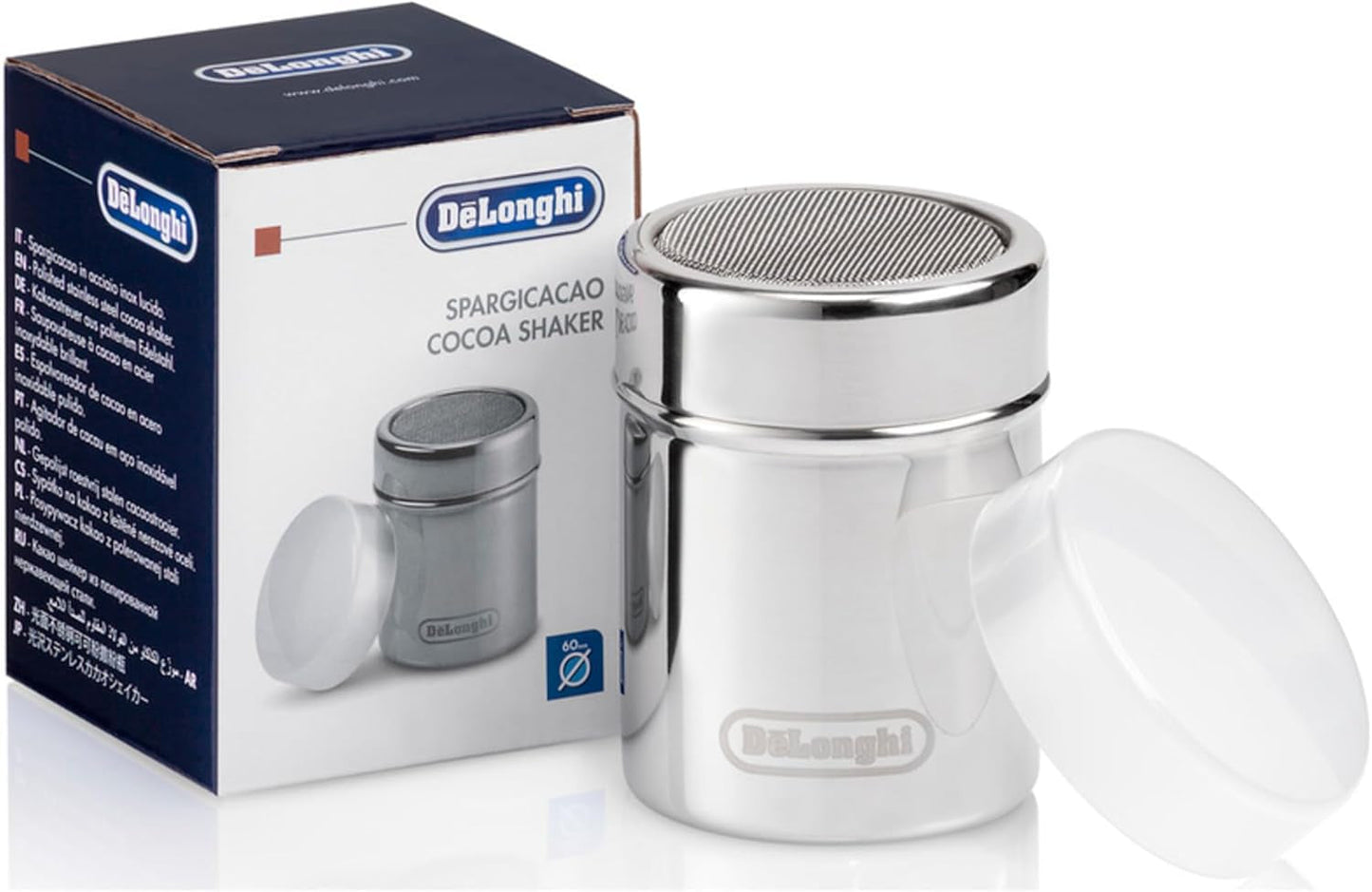 De'Longhi DLSC061 Kakaostreuer aus Edelstahl, 175 ml, Silber
