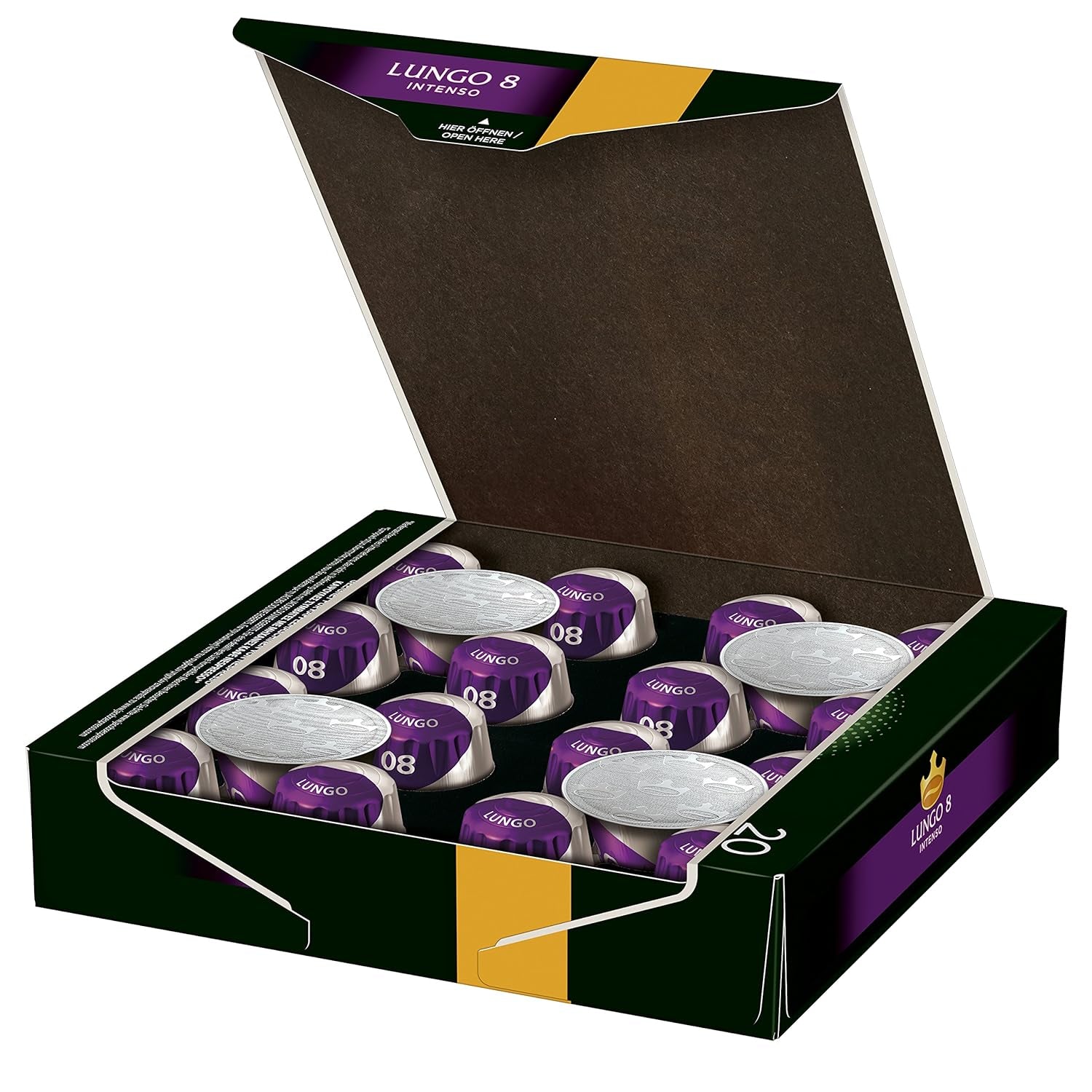 Kaffeekapseln Lungo Intenso, Intensität 8 von 12, 10 x 20 Getränke & Kaffeekapseln Krönung Crema, 200 Nespresso-kompatible Kapseln, 10er Pack, 10 x 20 Getränke, 1040 g