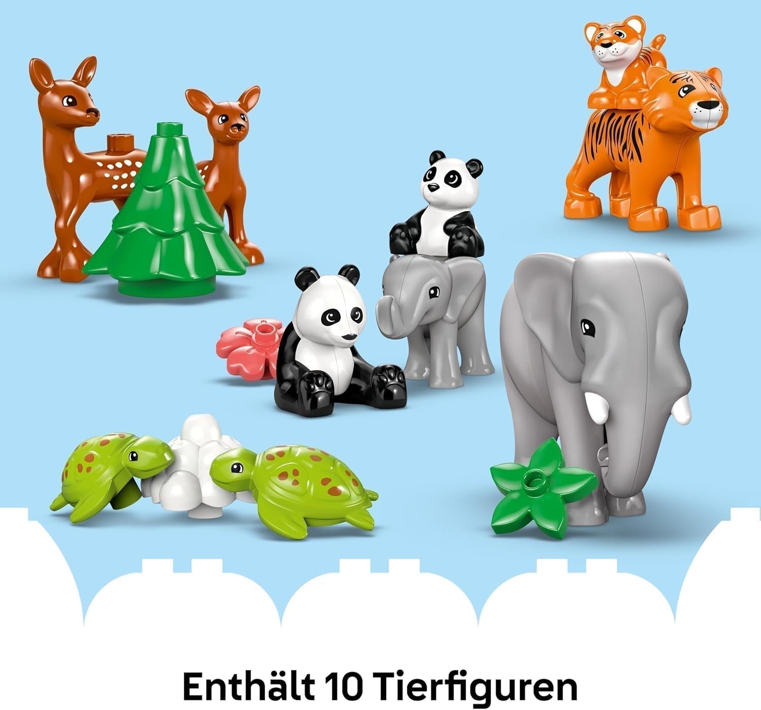 LEGO DUPLO Town Wild Animal Families 3-in-1-Set, Lernspielzeug für Kleinkinder mit Schildkröten, Tigern, Elefanten, Hirschen, Pandas, Set für Vorschulkinder ab 2 Jahren, Bauspielzeug mit Tierfiguren 10446 Bausets Beuche den LEGO-Store
