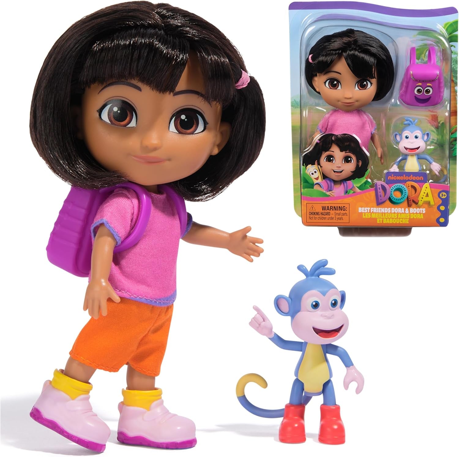 DORA – Best Friend Puppe – Größe 22 cm, mit kämmbaren Haaren, Ranzen und Affenstiefeln, bekannt aus der beliebten TV-Serie, für Kinder ab 3 Jahren