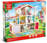 Hape Puppenvilla, 10-Zimmer-Puppenhaus aus Holz, kreatives Rollenspiel inklusive Möbel und Zubehör, Lernspielzeug für Kinder ab 3 Jahren