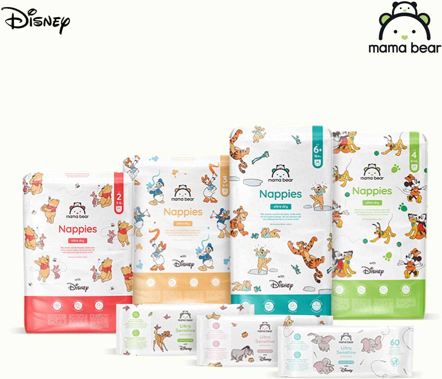 Windeln Mama Bear Disney Ultra Dry Größe 4 (8-14 kg), weiß, 84 Stück (1 Packung) Naty Shop