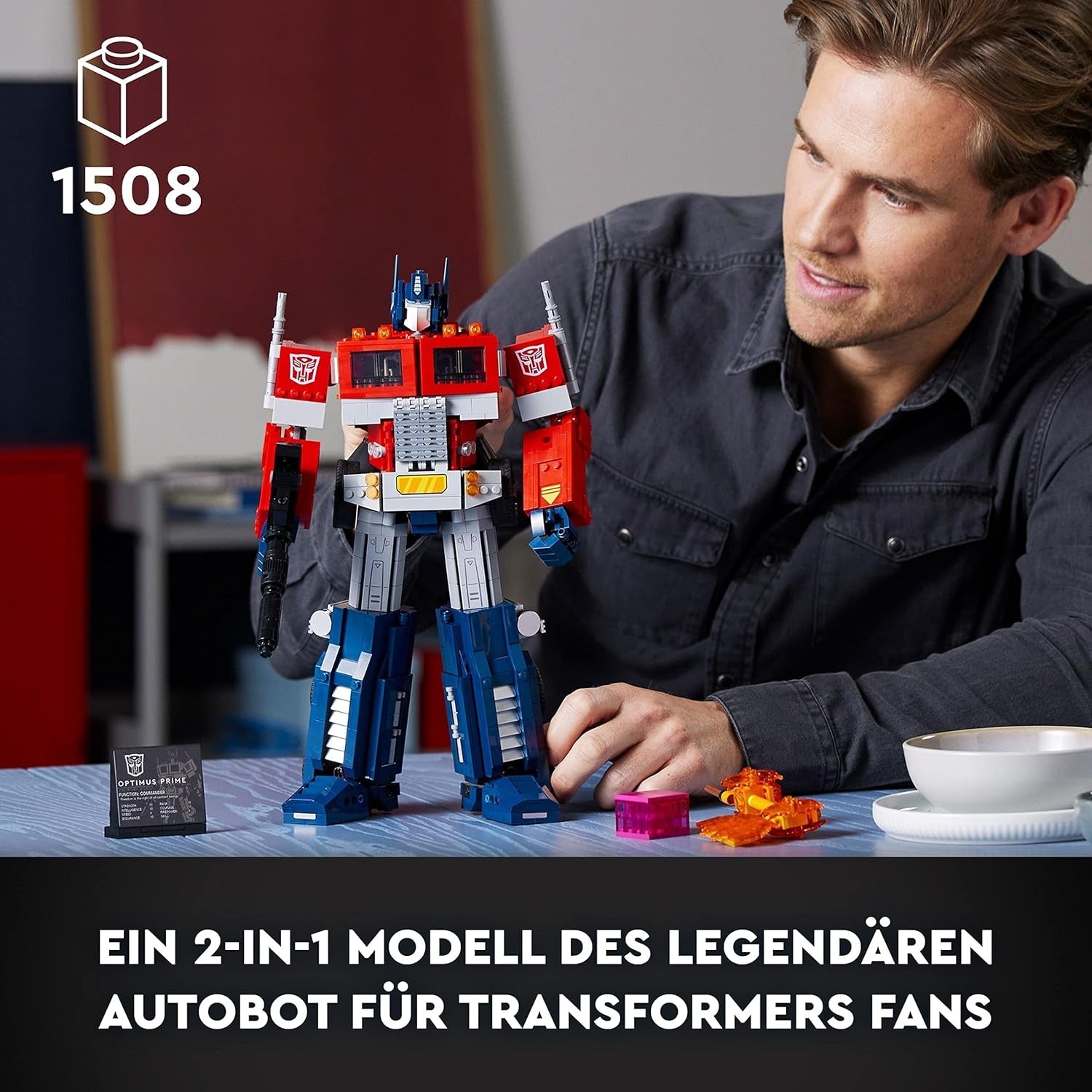 LEGO 10302 Icons Optimus Prime Set, 2-in-1-Roboterfigur und Modell-Truck, Transformers-Spielzeugmodellbausatz für Erwachsene, Geburtstags- oder Weihnachtsgeschenk für Männer, Frauen, Sie und Ihn. Bausets Besuchen Sie den LEGO-Store