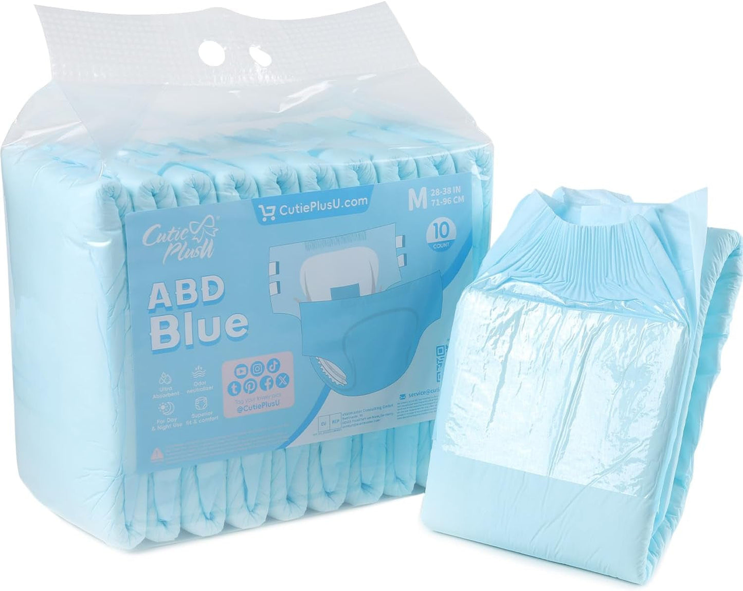 CutiePlusU Erwachsenenwindeln, 10er-Pack Einweg-Inkontinenzhöschen mit Schlaufen für Damen und Herren, maximale Saugfähigkeit über Nacht – Weiß (mittlere Größe 71–96 cm)