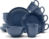 ECHTWERK „Alicia“ 16-teiliges Vintage-Kombinationsgeschirr-Set, modernes Design für 4 Personen, elegantes dunkelblaues Steinzeug-Geschirrset mit 4 Tellern, 4 Beilagentellern, 4 Schüsseln und 4 Teetassen
