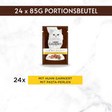 Gourmet A la Carte Nassfutter für Katzen mit Huhn, Spinat und Pasta-Perlen, 26er-Pack (26 x 85 g)